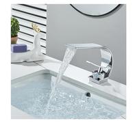 1 PZ Bagno Rubinetto Del Bacino Cascata Beccuccio Design A Gomito Montaggio su Ponte Singolo Foro Maniglia Singola Miscelatore Acqua Calda e Fredda Lavaggio Vasca Gru(Chrome)