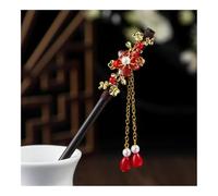 1 pz bastone per capelli in legno stile cinese fiore forcina con nappa elegante signora clip per capelli accessori per capelli vintage (A)