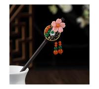 1 pz bastone per capelli in legno stile cinese fiore forcina con nappa elegante signora clip per capelli accessori per capelli vintage (19)