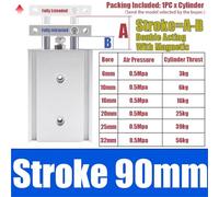 1 pz Cilindro pneumatico TR16 TR20 TR25 TR32 Cilindro a doppio stelo Cilindro pneumatico Corsa 10-200 mm Con magnete Tipo a doppia azione(Stroke 90mm Magnetic,TR20 (Bore 20mm))