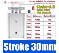 1 pz Cilindro pneumatico TR16 TR20 TR25 TR32 Cilindro a doppio stelo Cilindro pneumatico Corsa 10-200 mm Con magnete Tipo a doppia azione(Stroke 30mm Magnetic,TR20 (Bore 20mm))