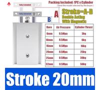 1 pz Cilindro pneumatico TR16 TR20 TR25 TR32 Cilindro a doppio stelo Cilindro pneumatico Corsa 10-200 mm Con magnete Tipo a doppia azione(Stroke 20mm Magnetic,TR20 (Bore 20mm))
