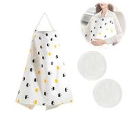 1 Pz Copertina per l'allattamento al seno per bambini, 100% cotone, traspirante, cinghie regolabili, protezione per la privacy a copertura totale, con 2 assorbenti lavabili.