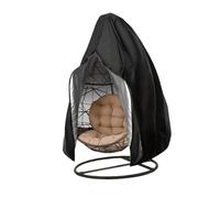 1 Pz. Coprisedia Da Giardino Nero A Forma Di Uovo Con Cerniera, Coprisedia Appeso, Coprisedia Impermeabile/antivento