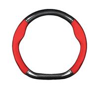 1 Pz Coprivolante Auto In Pelle Per VW Per Polo Plus 1.5 2019 2021 2022 2023 accessorio(Forma a D - Rosso)