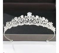 1 pz Corona e tiara color argento, accessori per capelli per donne, accessori da sposa, corona per sposa, diadema con strass di cristallo