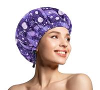 1 pz cuffie da doccia, cuffia per capelli impermeabile extra large e regolabile e doppio strato per donna, design oversize per tutte le lunghezze di capelli