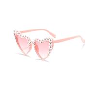 1 Pz Cuore Occhiali da Sole, Cuore Perle Occhiali, Vintage Occhiali da Sole, Rhinestone Cuore Occhiali Sole, Montatura Perle Retro Occhiali, per Donne Viaggio Servizio Fotografico Festa Estiva (Rosa)