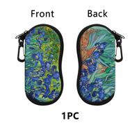 1 pz Custodia per occhiali Van Gogh Iris con cerniera, portafoglio per occhiali da , custodia