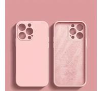 1 pz Custodia per telefono sottile, alla moda, con bordo dritto e interno in microfibra rosa tinta unita, progettata per la protezione della fotocamera, con interno in morbida microfibra e caratterist