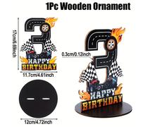 1 pz, Decorazioni in legno per il terzo compleanno a tema corse, con un centrotavola con , una targa con un camion e un design a bandiera a , festa di compleanno a tema Monster Truck