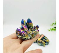 1 pz. di quarzo naturale arcobaleno titanio cluster punto raro decorazione per la casa artigianato pietra Reiki può guarigione campione minerale-1 pz.-110-155 g