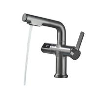1 PZ Display Digitale LCD Rubinetto Del Bacino Del Bagno Ascensore Estraibile Rubinetto Del Lavandino Del Bagno Montaggio Su Ponte In Ottone Miscelatore Caldo e Freddo Lavabo gru(Gun Grey)