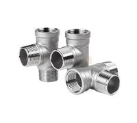 1 pz DN6/DN8/DN15/DN25 maschio+maschio+femmina raccordo for tubo a T a 3 vie filettato 1/4" 1/2"BSPT acciaio inossidabile 304(F to F to M G1.5)