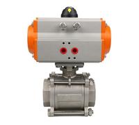 1 pz DN8 DN10 DN15 DN20 DN25 DN32 DN40 DN50 Valvola a sfera pneumatica a tre pezzi con piattaforma alta 304 Cilindro a doppio effetto(DN15)