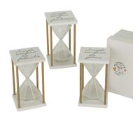 1 pz epoca clessidra in vetro legno con frase h.14 3ass. con scatola bomboniera