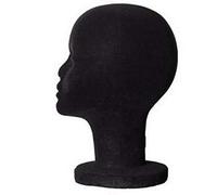 1 pz Espositore TESTA DONNA NERA POLISTIROLO cappello parrucca casco