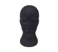 1 pz Espositore TESTA UOMO NERA POLISTIROLO cappello parrucca casco