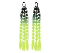 1 pz. Extension for coda di cavallo Corlorful Bubble Braid Long Lantern Braid con elastico for capelli, parrucca, fascia for capelli(Black-Neon green)