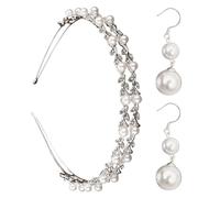 1 Pz Fascia Per Perle A Doppio Strato E 1 Paio Di Orecchini Di Perle, Fascia Elee, Accessori Alla Moda Del Tutto-Fiammifero, Accessori Da Donna, Accessori Da Sposa