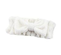 1 pz Flanella Fasce cosmetiche Morbido Bowknot Fascia Elastica per Capelli Laccio per Il Lavaggio del Viso Doccia Spa Trucco Accessori Donna, Bianco Durability