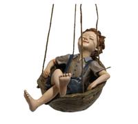 1 PZ Forest Elf Walnut Swing Boy Ciondolo Pendente in resina dipinta a mano per