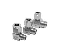 1 pz. Gomito maschio in acciaio inossidabile 304 con doppia ghiera, diametro esterno del tubo da 6-12 mm a connettore filettato BSPT da 1/8", 1/4", 3/8" e 1/2".(6mm,3-8 BSPT)