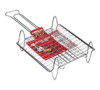 1 PZ GRATICOLA BARBECUE A RETE DOPPIA FD ACCIAIO CROMATO CM 37X27
