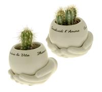 1 PZ ILLUMINA Vaso Vasetto Portapiante tra le mani 11x8 cm BOMBONIERA 19FK