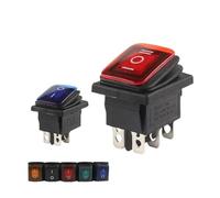 1 pz Interruttore a bilanciere a pulsante impermeabile KCD4 con alimentatore luminoso 16A-20A 125V-250V(Black No Light,2 Positions 4Pins)