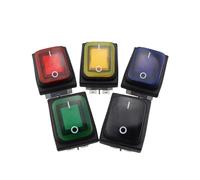 1 pz Interruttore a bilanciere impermeabile for impieghi gravosi 12 V LED rosso 220 V Luce illuminata 16 A 250 V CA KCD4-201 Interruttore DPST 4 pin(4Pin green,12-24V)