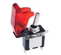 1 pz Interruttore a levetta a LED illuminato rosso con copertura a scatto stile missile for cruscotto auto 12V(LED)