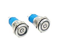 1 pz Interruttore a pulsante in metallo impermeabile 16 mm con luce LED 5 V 12 V 24 V 220 V ROSSO BLU VERDE GIALLO BIANCO Auto-reset/autobloccante(Green,SELF-LOCKING_24V)