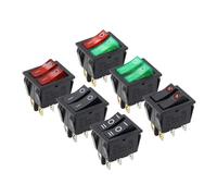 1 PZ KCD6 16A 250V AC Interruttore a bilanciere for barca 6 pin con lampada ON-OFF KCD8 20A125V L'alimentazione(6Pin Red Cat Eye)