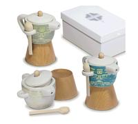 1 PZ lisbona barattolo a forma caffettiera moka 11xh.12 cm 3 ass. bomboniera ide