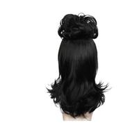 1 pz Lydia Parrucca Sintetica Sposa Soffici Panini Ricci da Donna Nero Medio Lungo Dritto Scarabeo con La Frangetta for Cosplay