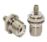 1 pz M SL16 adattatore UHF femmina a SMA SO239 PL259 femmina connettore coassiale RF pannello a 4 fori convertitore dritto(Dark Grey,1PCS)