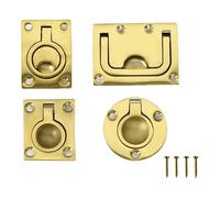 1 pz Maniglia for portello in acciaio inossidabile placcata in ottone con viti di montaggio Anello di sollevamento a filo rotondo e quadrato for barca(48x38mm)