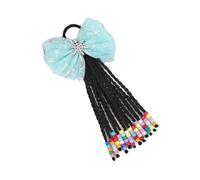 1 pz parrucca treccia for bambini coda di cavallo con fiocco e perline carino passante for capelli intrecciati for bambini(Black bow)
