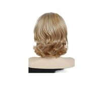 1 Pz Parrucche Di Media Lunghezza For Le Donne Capelli Ricci Sintetici Corti Ombre Bionda Radici Scure Misto Biondo Bob Costume Parrucca Del Partito Cosplay
