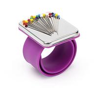 1 pz polso cucito portatile braccio perno cuscino magnetico puntaspilli con braccialetto per la collezione di cucito (viola)
