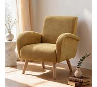 1 pz Poltrona a orecchie stile retrò, poltrona imbottita, poltrona lounge con schienale rinforzato, poltrona da lettura con gambe in legno massello per soggiorno/camera da letto Design moderno: la sed