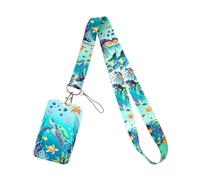 1 pz Porta Badge Porta Carte Anime Tartaruga Marina Organismi Marini La balena con Cordino | Per Carta d'identità, Scuola, Ufficio, Cantine, Bus (1)