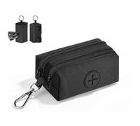 1 Pz Porta Sacchetti Cane Dispenser con 2 Scomparti con Cerniera Portasacchetti Cane per Escrementi Cani Accessori può Contenere Standard di Dispenser Cacca Sacchetti per Portare a Spasso(Negro)