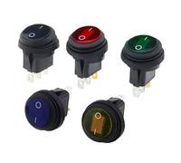 1 pz Pulsante impermeabile con interruttore a bilanciere leggero 12 V 220 V Apertura 20 mm Interruttori a punto argento rotondi a forma di barca a 3 pin(Green,12V)