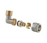 1 PZ RACCORDO CURVO MASCHIO A COMPRESSIONE PER MULTISTRATO 2 PZ ASSEMBLATO 1/2 x 1/2-16 NextradeItalia Mod.FERX.DIATET-TDERIA-NRED