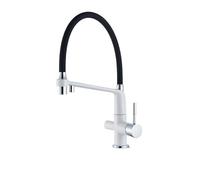 1 PZ rubinetto bianco nero doppio ugello filtro in ottone purificatore contenitore lavello miscelatore rubinetto acqua calda e fredda(White)