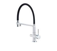 1 pz rubinetto da cucina bianco nero doppio beccuccio filtro for acqua potabile in ottone contenitore purificatore lavello miscelatore rubinetto acqua calda e fredda(Blanc)
