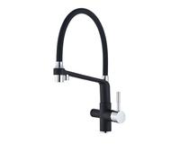 1 pz rubinetto da cucina bianco nero doppio beccuccio filtro for acqua potabile in ottone contenitore purificatore lavello miscelatore calda e fredda(Noir)