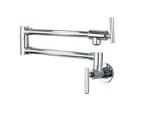 1 PZ rubinetto da cucina in vaso doppia bocca pieghevole retrattile braccio oscillante da parete in ottone monoforo due maniglie rubinetto lavello della cucina(Chrome A)